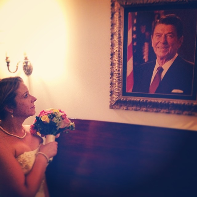 The newly married Mrs. Richardson gazing longingly at her longtime idol.