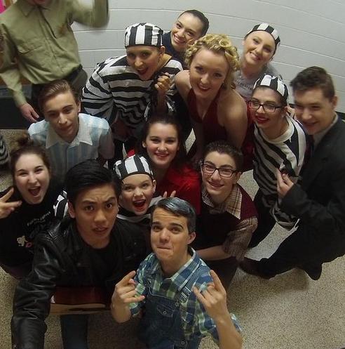 3/7/15 -- The Patriot Players take a break from their last-minute rehearsing to take a selfie. 