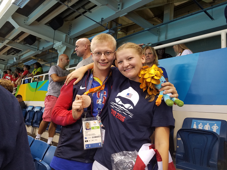 Robert and Molly Griswold showing off his bronze medal in Rio
