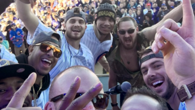 Ross's Selfie from the Parade with former teammates 