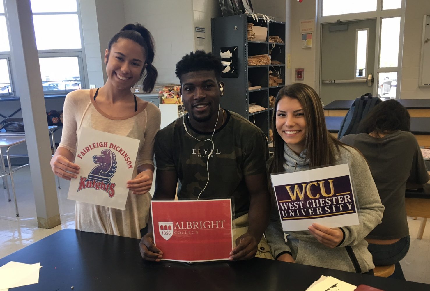 Dominique Pirrozzi (left), Fairleigh Dickinson; Tyrique Hall, Albright; Katie Reilly, West Chester