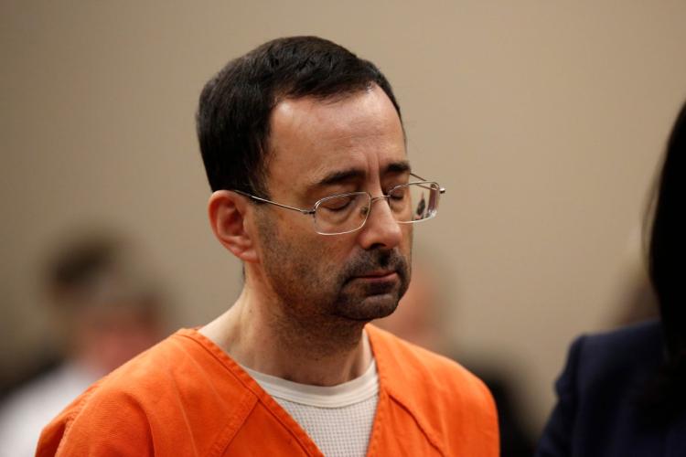 Nassar during the sentencing (image courtesy of the NY Times)