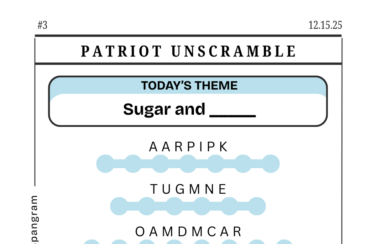 Patriot Unscramble – “Sugar and _____" (12.15.25)